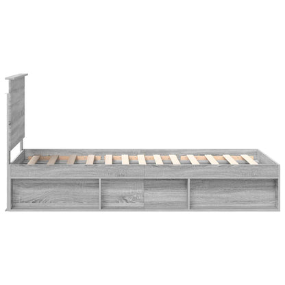Bed Frame Grey Sonoma 100 x 200 cm Solid Pine Wood