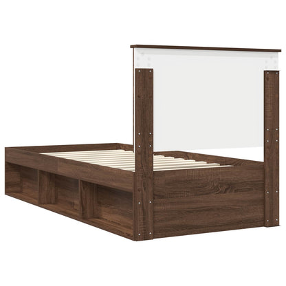 Bed Frame with Headboard Brown Oak 100 x 200 cm Solid Pine Wood