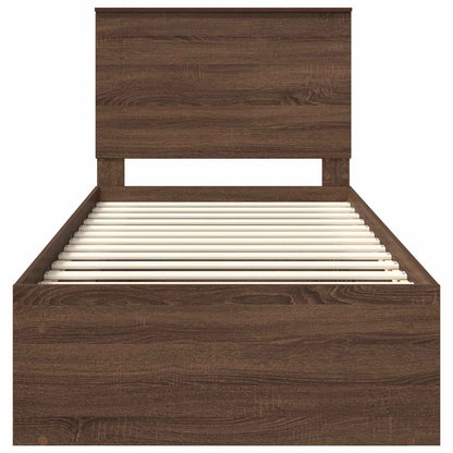 Bed Frame with Headboard Brown Oak 100 x 200 cm Solid Pine Wood