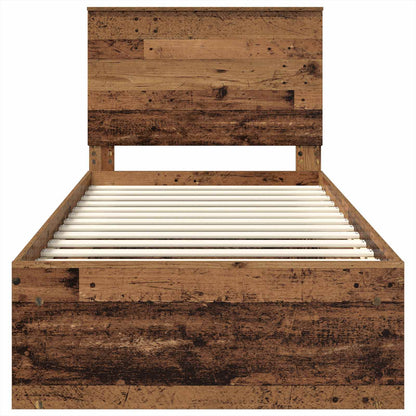 Bed Frame with Headboard Old Wood 100 x 200 cm Solid Pine Wood