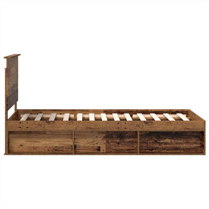 Bed Frame with Headboard Old Wood 100 x 200 cm Solid Pine Wood