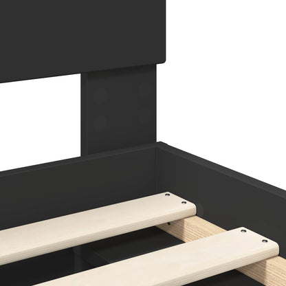 Bed Frame with Headboard Black 90 x 190 cm Solid Pine Wood