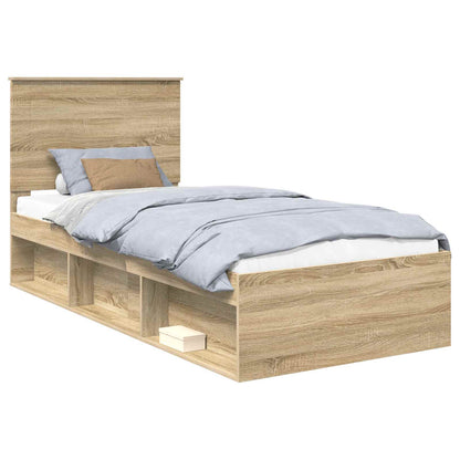 Bed Frame with Headboard Sonoma 90 x 190 cm Solid Pine Wood