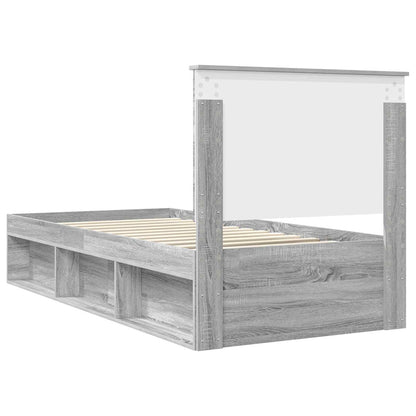 Bed Frame Grey Sonoma 90 x 190 cm Solid Pine Wood