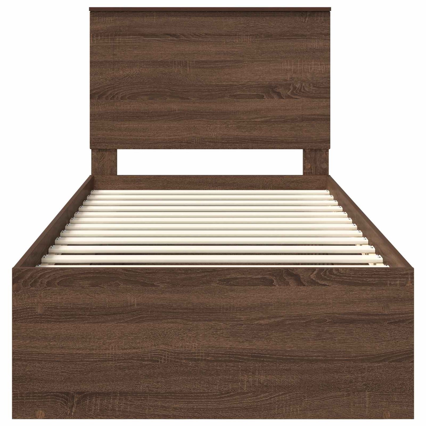 Bed Frame with Headboard Brown Oak 90 x 190 cm Solid Pine Wood