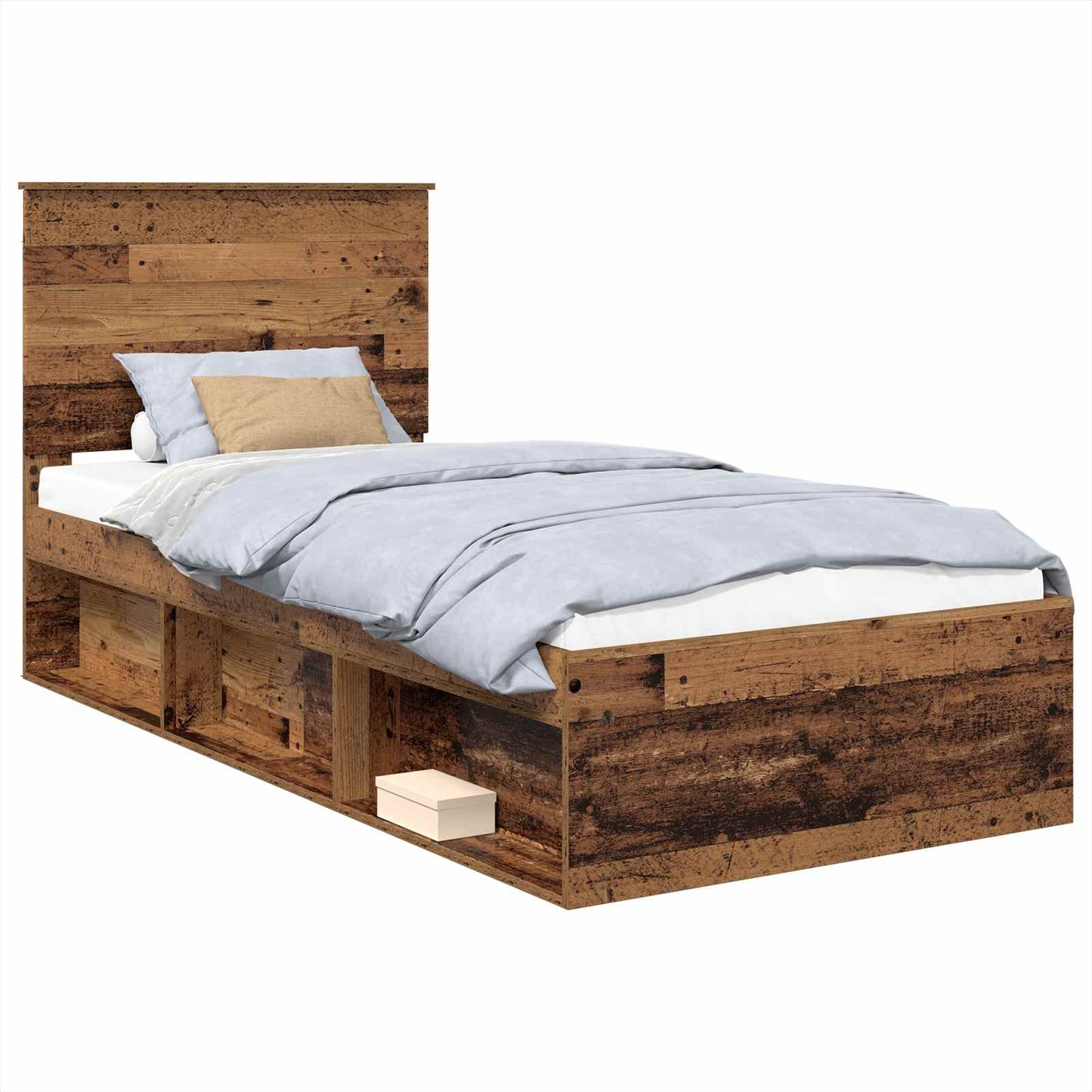 Bed Frame with Headboard Old Wood 90 x 190 cm Solid Pine Wood