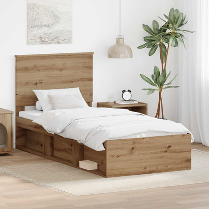 Bed Frame Artisian Oak 90 x 190 cm Solid Pine Wood