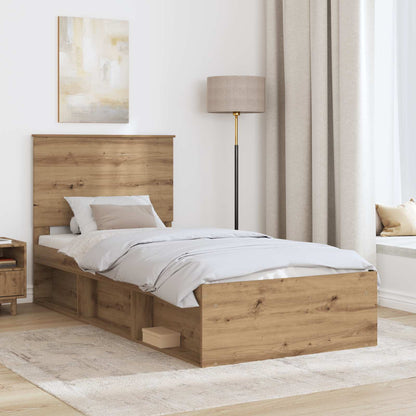 Bed Frame Artisian Oak 90 x 190 cm Solid Pine Wood