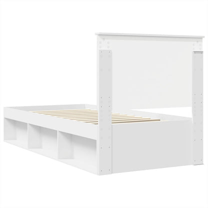 Bed Frame with Headboard White 90 x 200 cm Solid Pine Wood