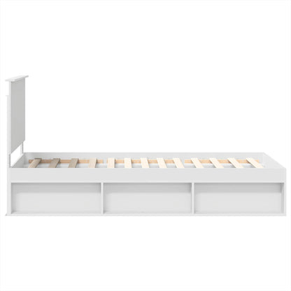 Bed Frame with Headboard White 90 x 200 cm Solid Pine Wood