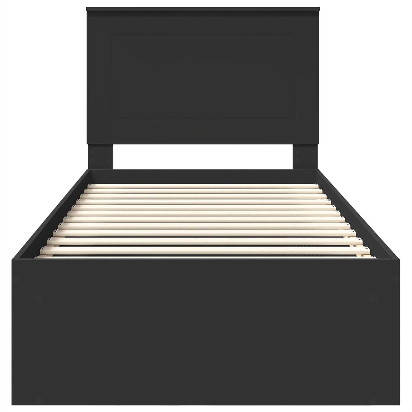 Bed Frame with Headboard Black 90 x 200 cm Solid Pine Wood