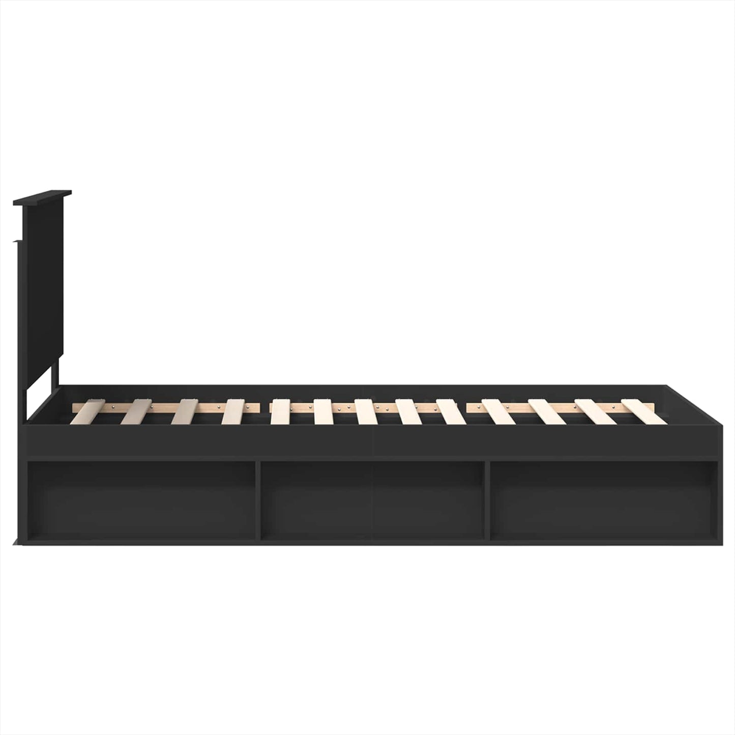 Bed Frame with Headboard Black 90 x 200 cm Solid Pine Wood
