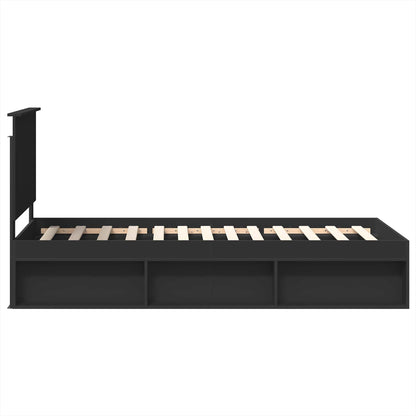 Bed Frame with Headboard Black 90 x 200 cm Solid Pine Wood