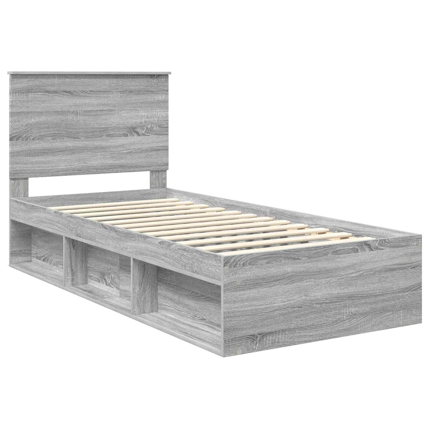 Bed Frame Grey Sonoma 90 x 200 cm Solid Pine Wood