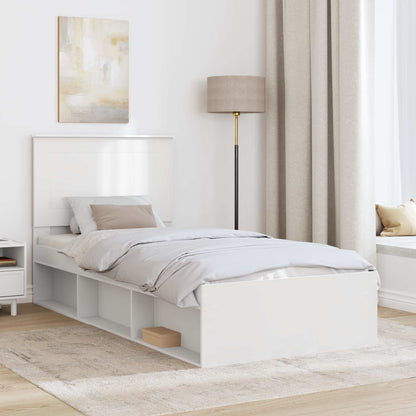 Bed Frame with Headboard White 75 x 190 cm Solid Pine Wood