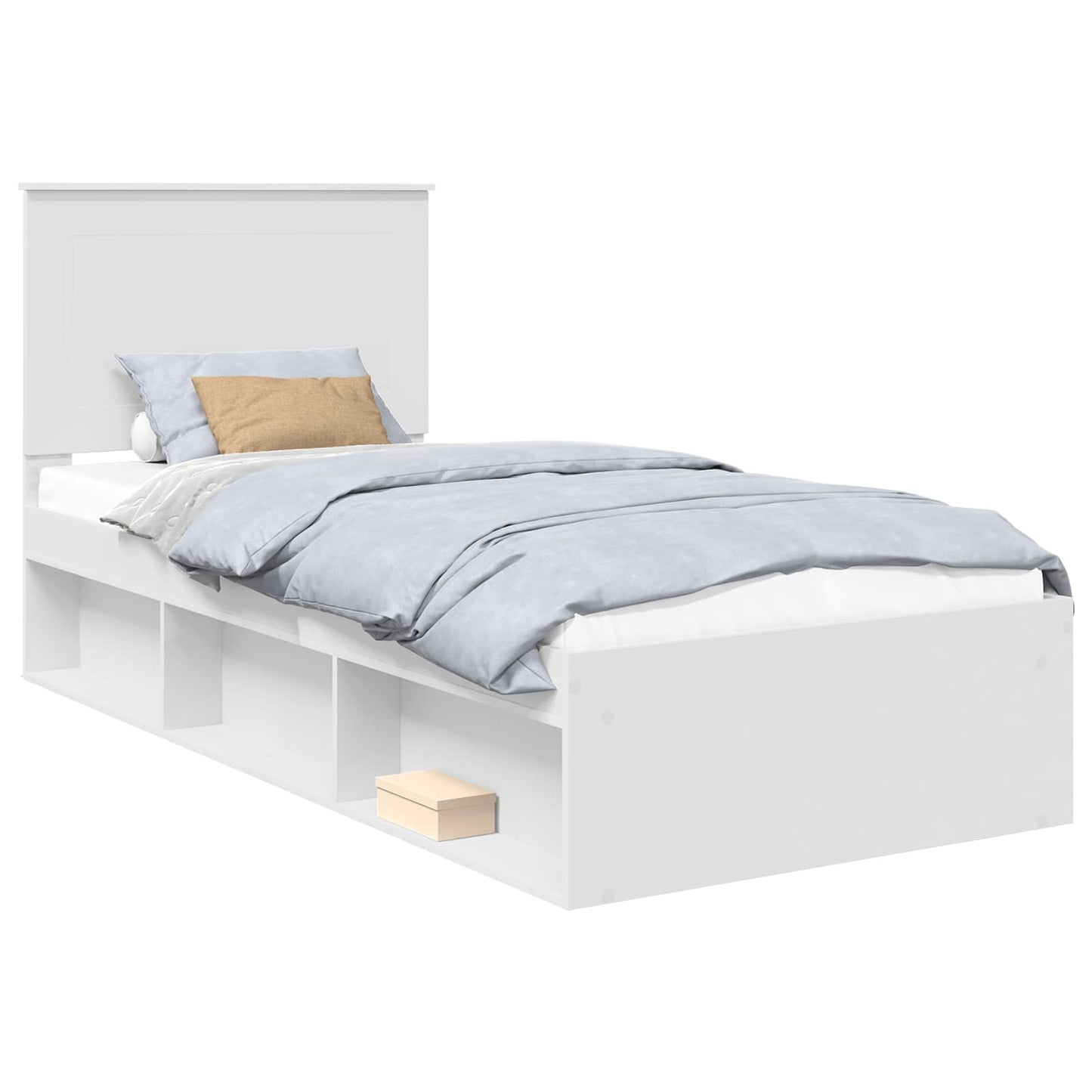 Bed Frame with Headboard White 75 x 190 cm Solid Pine Wood