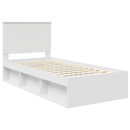 Bed Frame with Headboard White 75 x 190 cm Solid Pine Wood