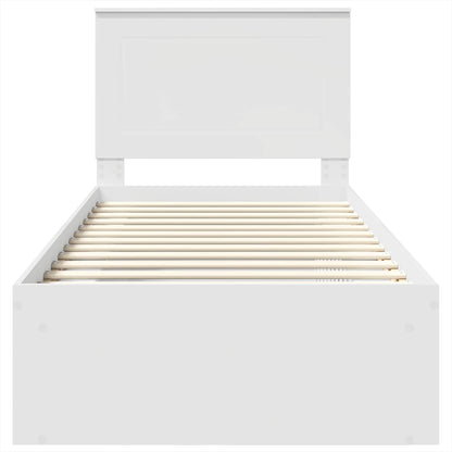 Bed Frame with Headboard White 75 x 190 cm Solid Pine Wood