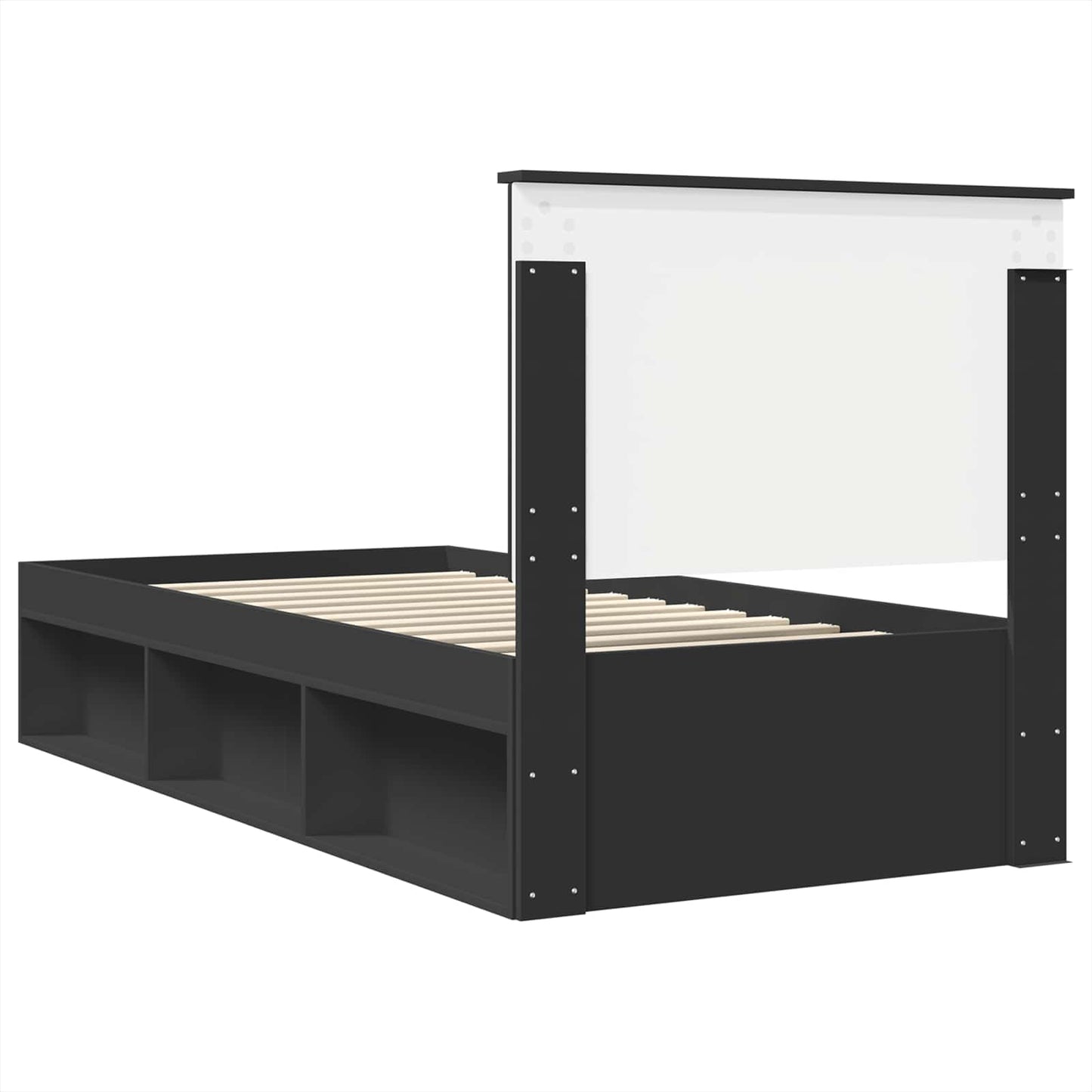 Bed Frame with Headboard Black 75 x 190 cm Solid Pine Wood