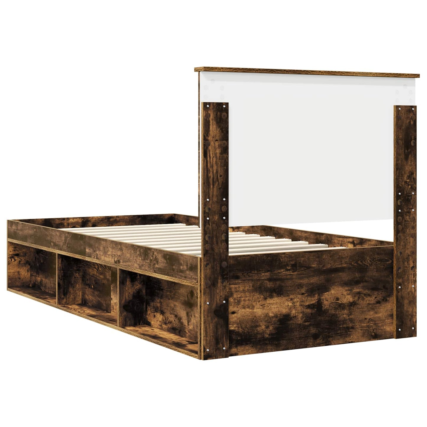 Bed Frame with Headboard Smoked Oak 75 x 190 cm Solid Pine Wood