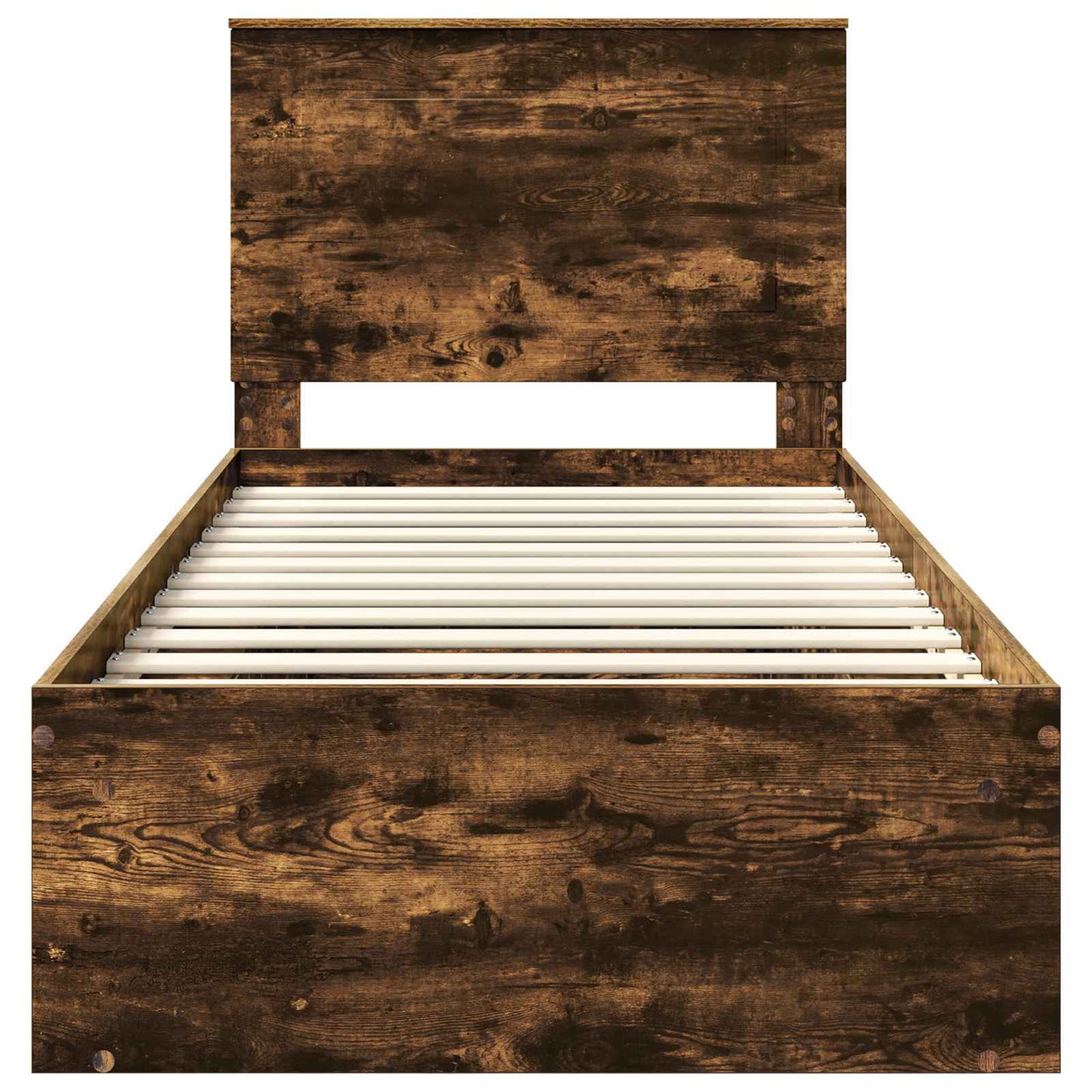Bed Frame with Headboard Smoked Oak 75 x 190 cm Solid Pine Wood