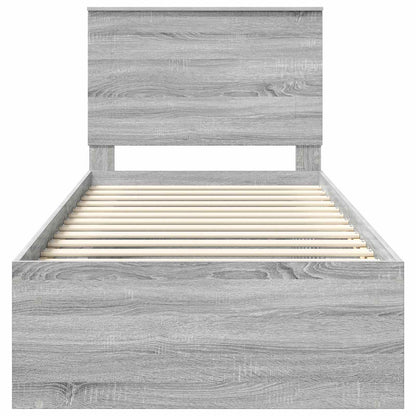 Bed Frame Grey Sonoma 75 x 190 cm Solid Pine Wood