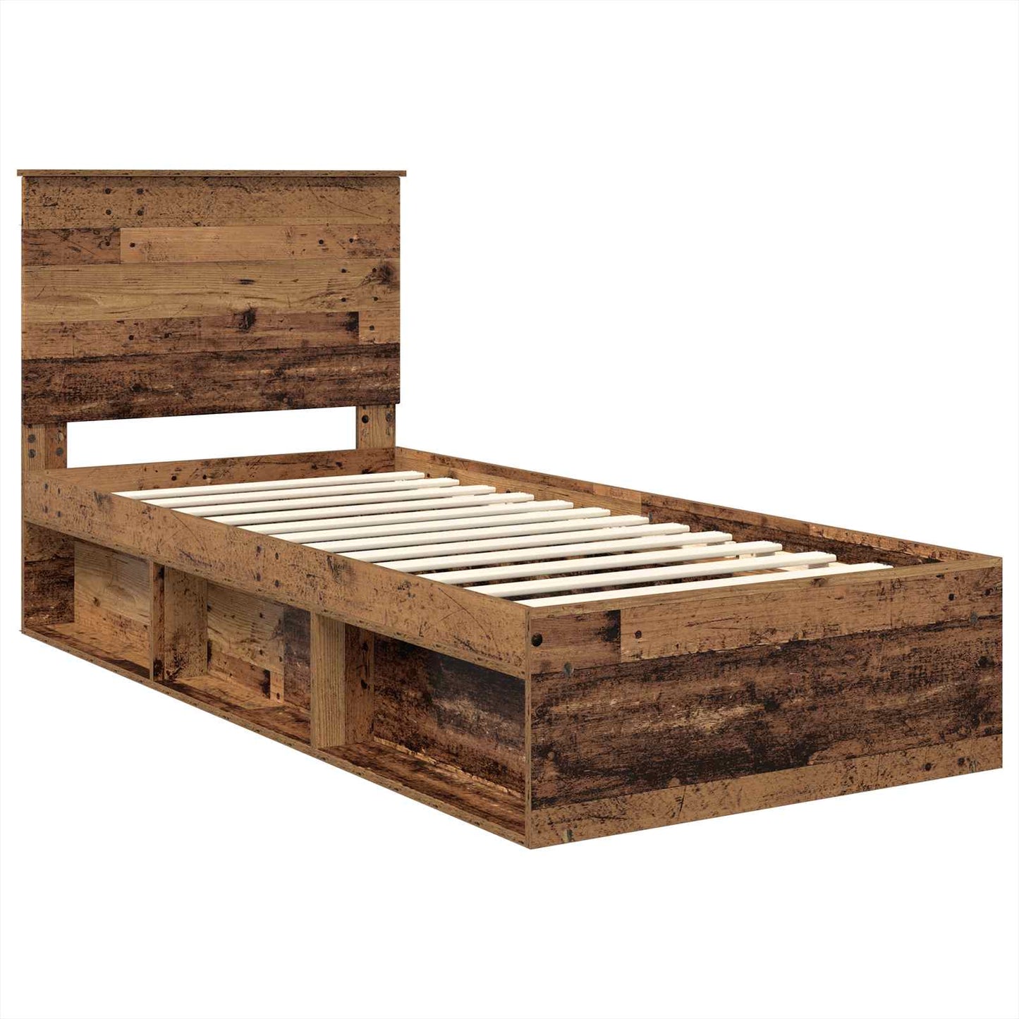 Bed Frame with Headboard Old Wood 75 x 190 cm Solid Pine Wood
