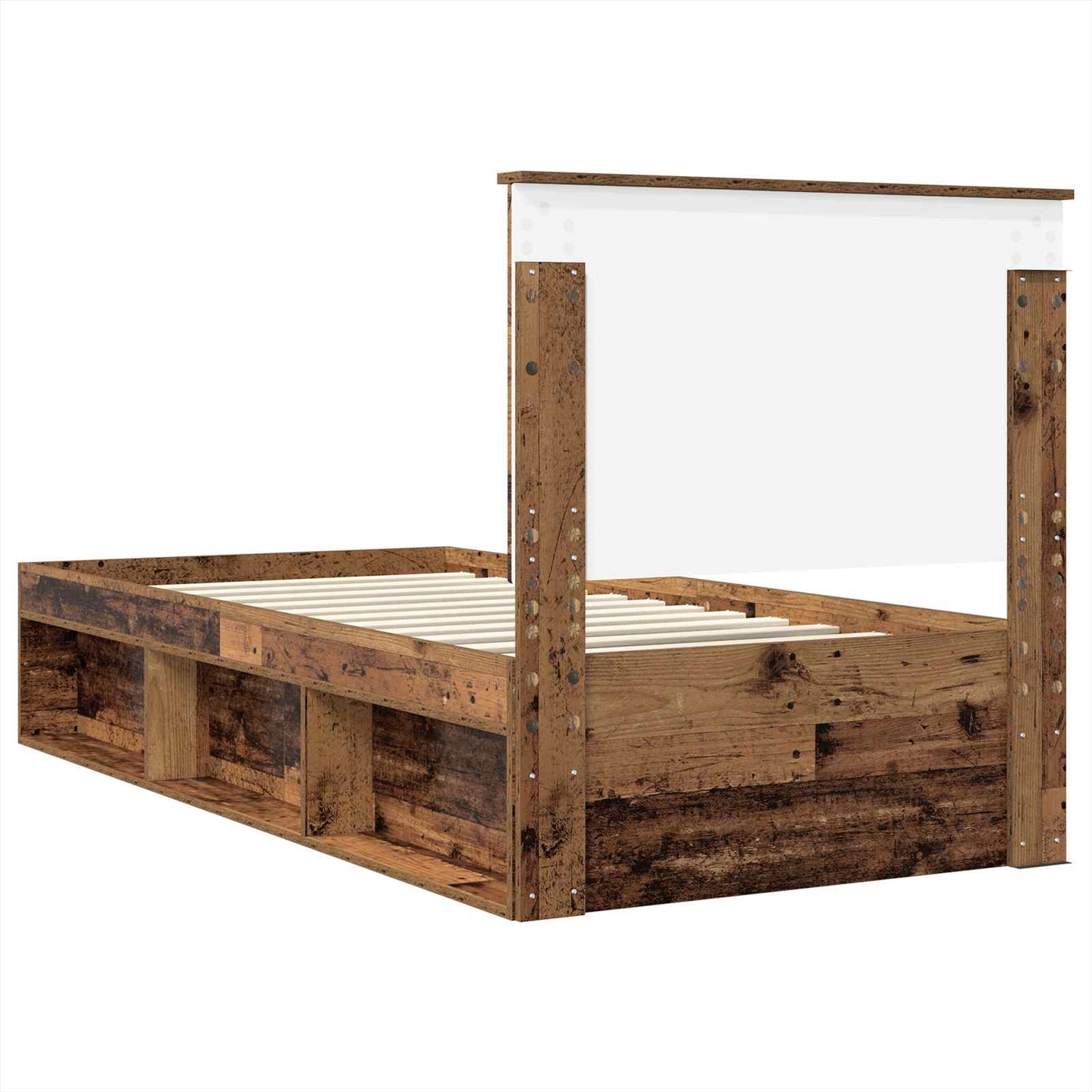 Bed Frame with Headboard Old Wood 75 x 190 cm Solid Pine Wood