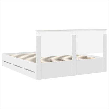 Bed Frame with Drawer White 200 x 200 cm Engineer Wood