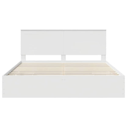Bed Frame with Drawer White 200 x 200 cm Engineer Wood