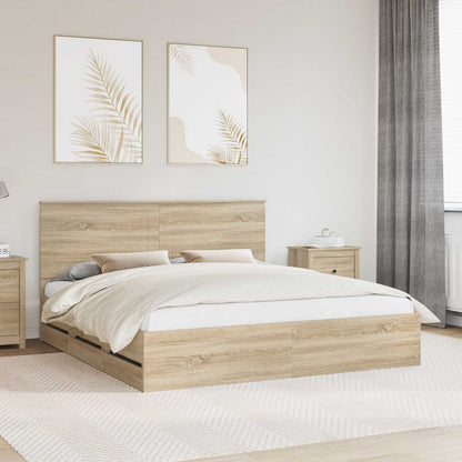 Bed Frame with Drawer Sonoma Oak 200 x 200 cm Engineer Wood