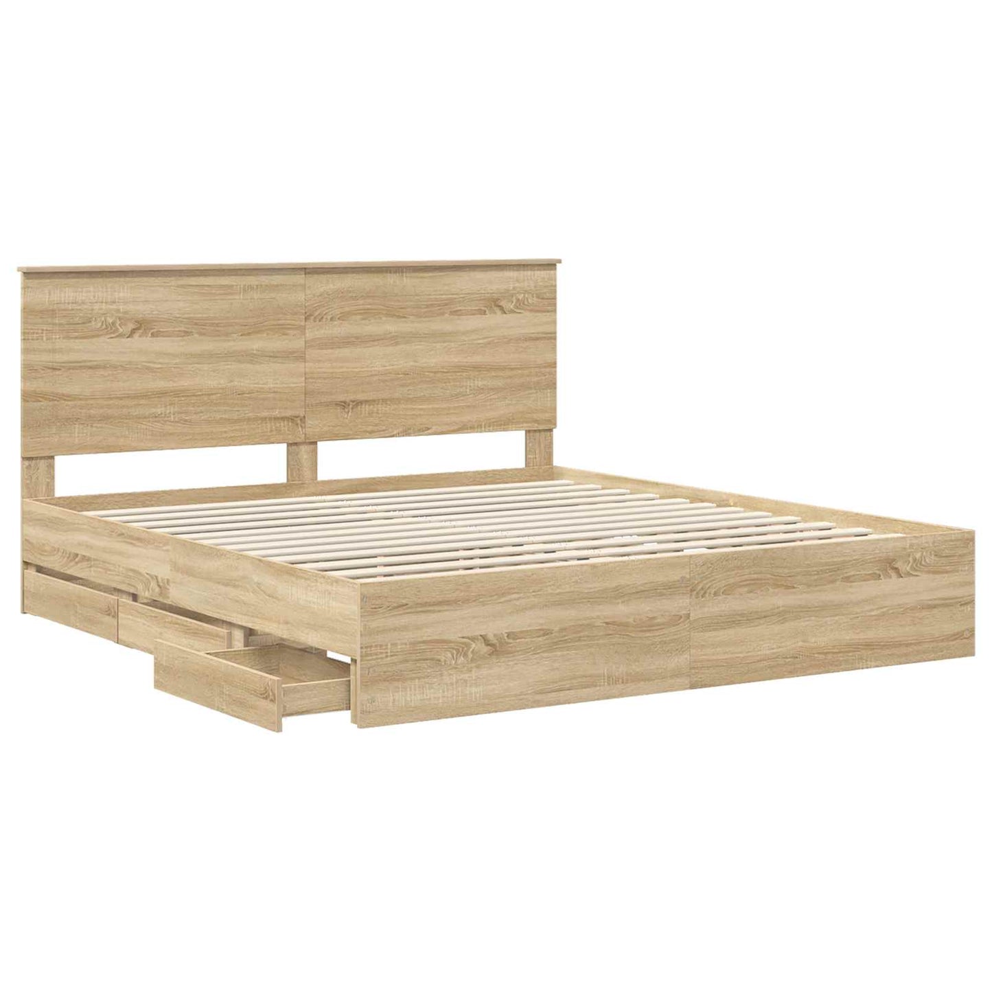 Bed Frame with Drawer Sonoma Oak 200 x 200 cm Engineer Wood