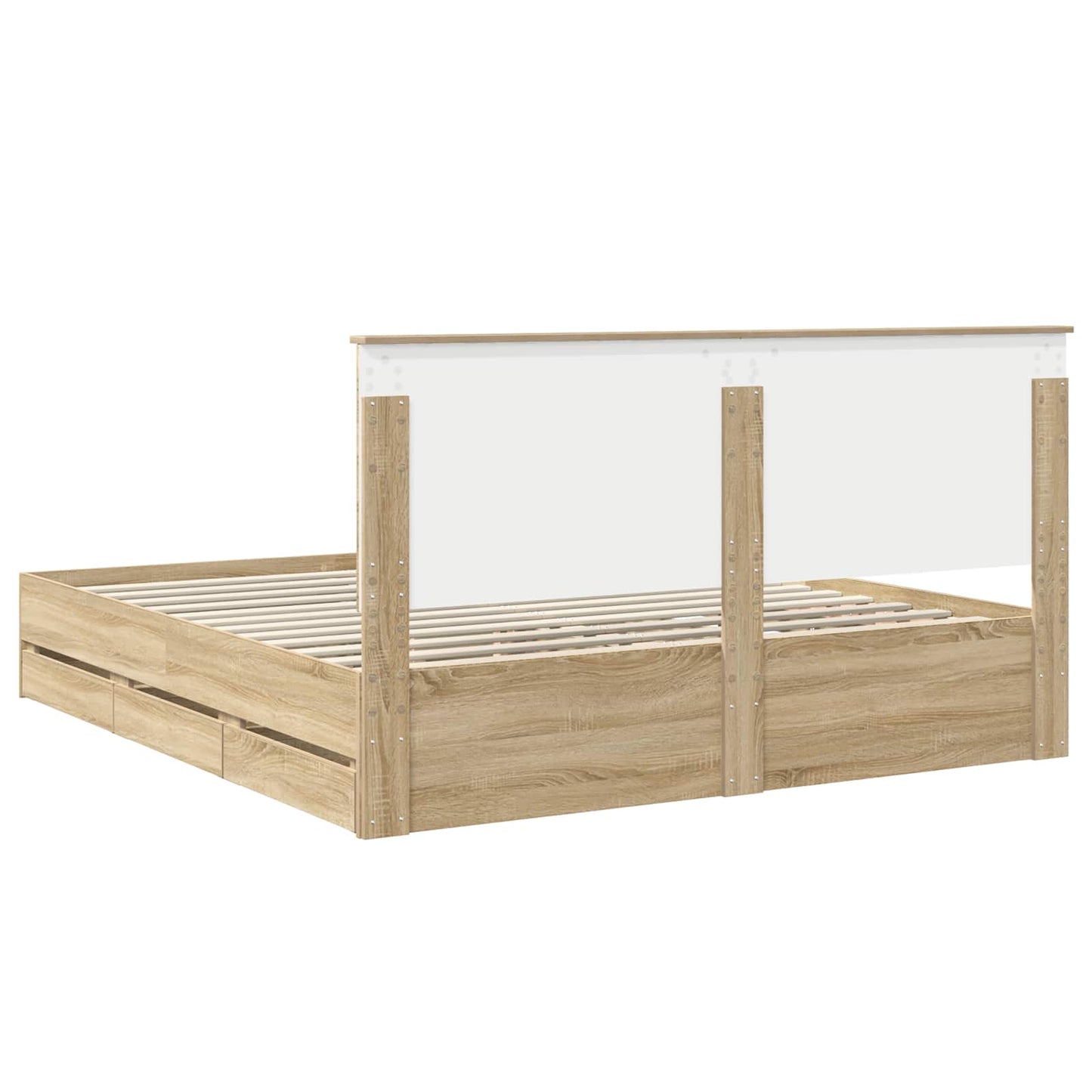 Bed Frame with Drawer Sonoma Oak 200 x 200 cm Engineer Wood