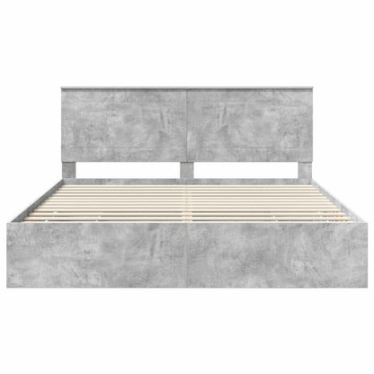 Bed Frame with Drawer Concrete Grey 200 x 200 cm Engineer Wood
