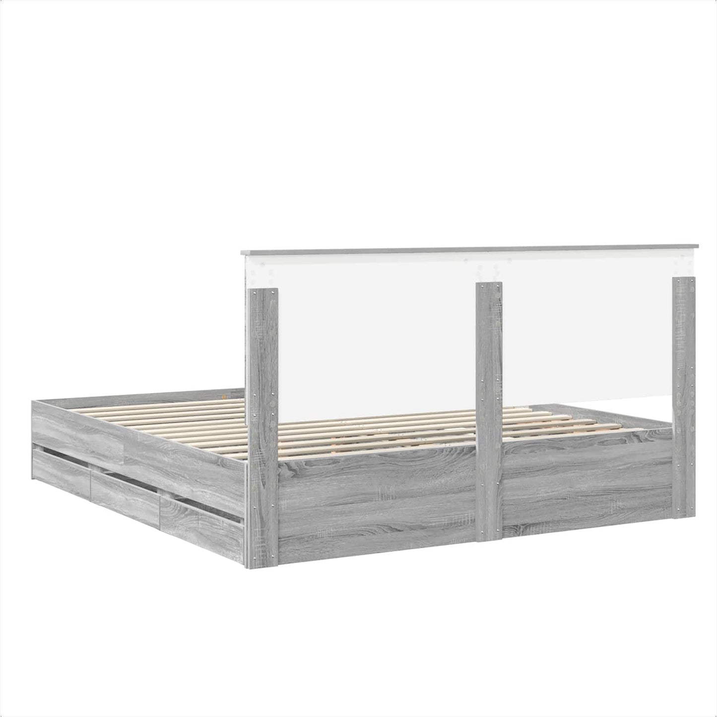 Bed Frame with Drawer Grey Sonoma 200 x 200 cm Engineer Wood