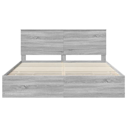 Bed Frame with Drawer Grey Sonoma 200 x 200 cm Engineer Wood