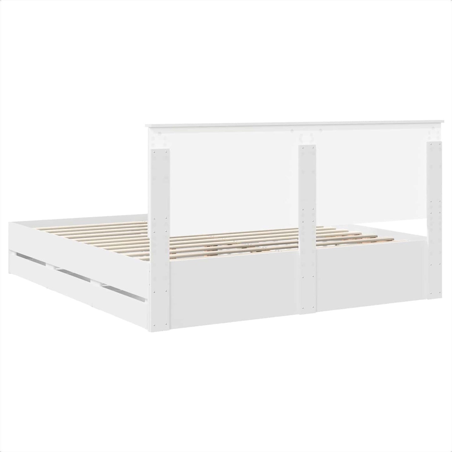 Bed Frame with Drawer White 180 x 200 cm Engineer Wood