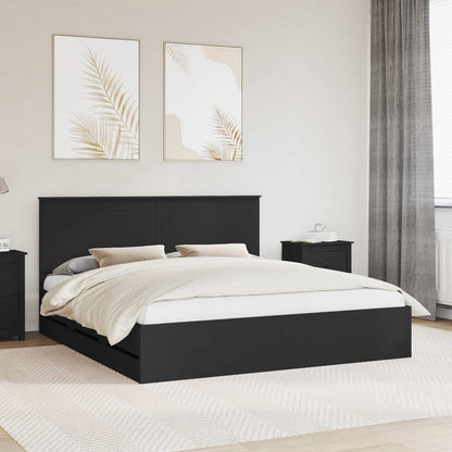 Bed Frame with Drawer Black 180 x 200 cm Engineer Wood