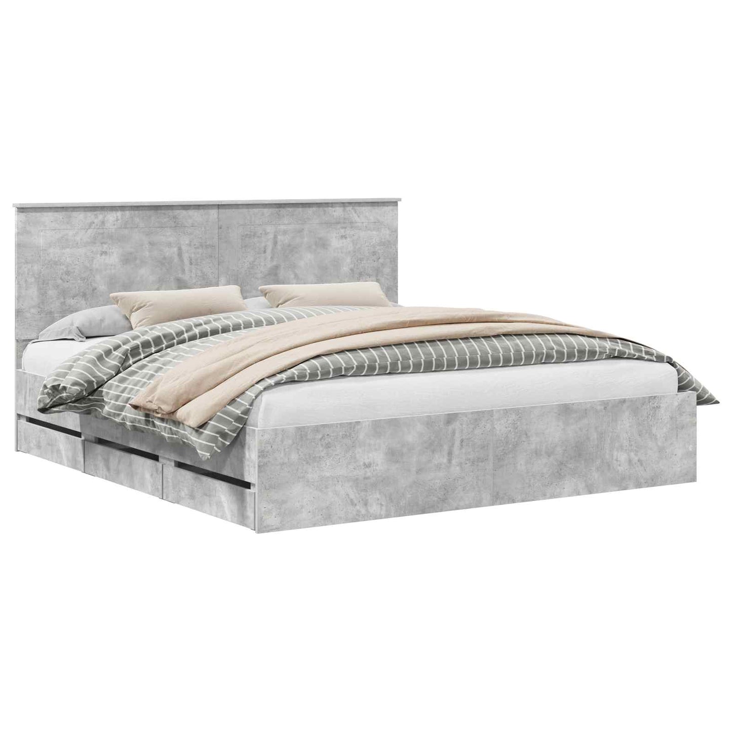 Bed Frame with Drawer Concrete Grey 180 x 200 cm Engineer Wood