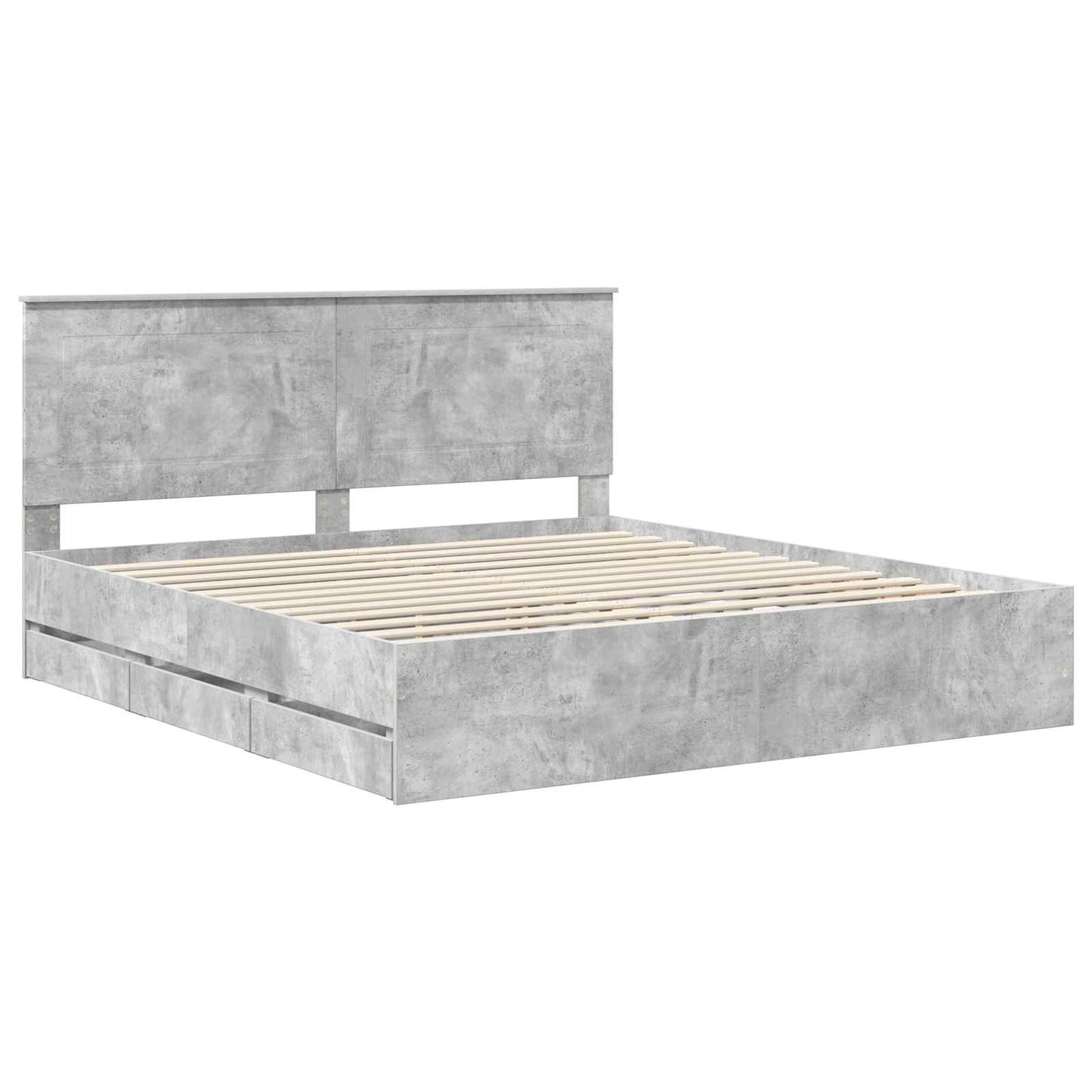 Bed Frame with Drawer Concrete Grey 180 x 200 cm Engineer Wood