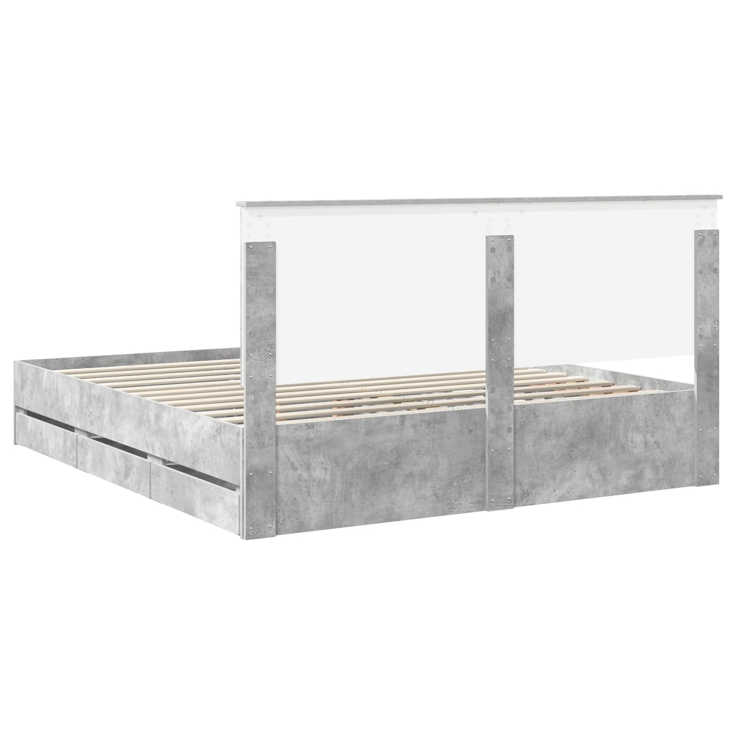 Bed Frame with Drawer Concrete Grey 180 x 200 cm Engineer Wood