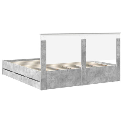Bed Frame with Drawer Concrete Grey 180 x 200 cm Engineer Wood
