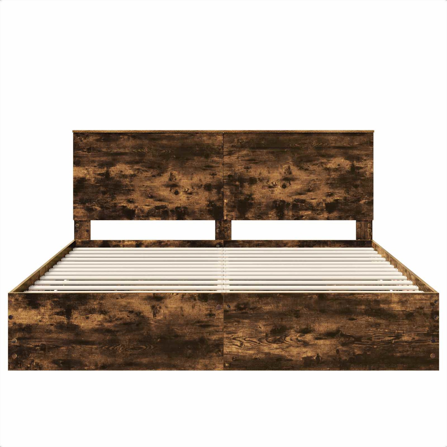 Bed Frame with Drawer Smoked Oak 180 x 200 cm Engineer Wood