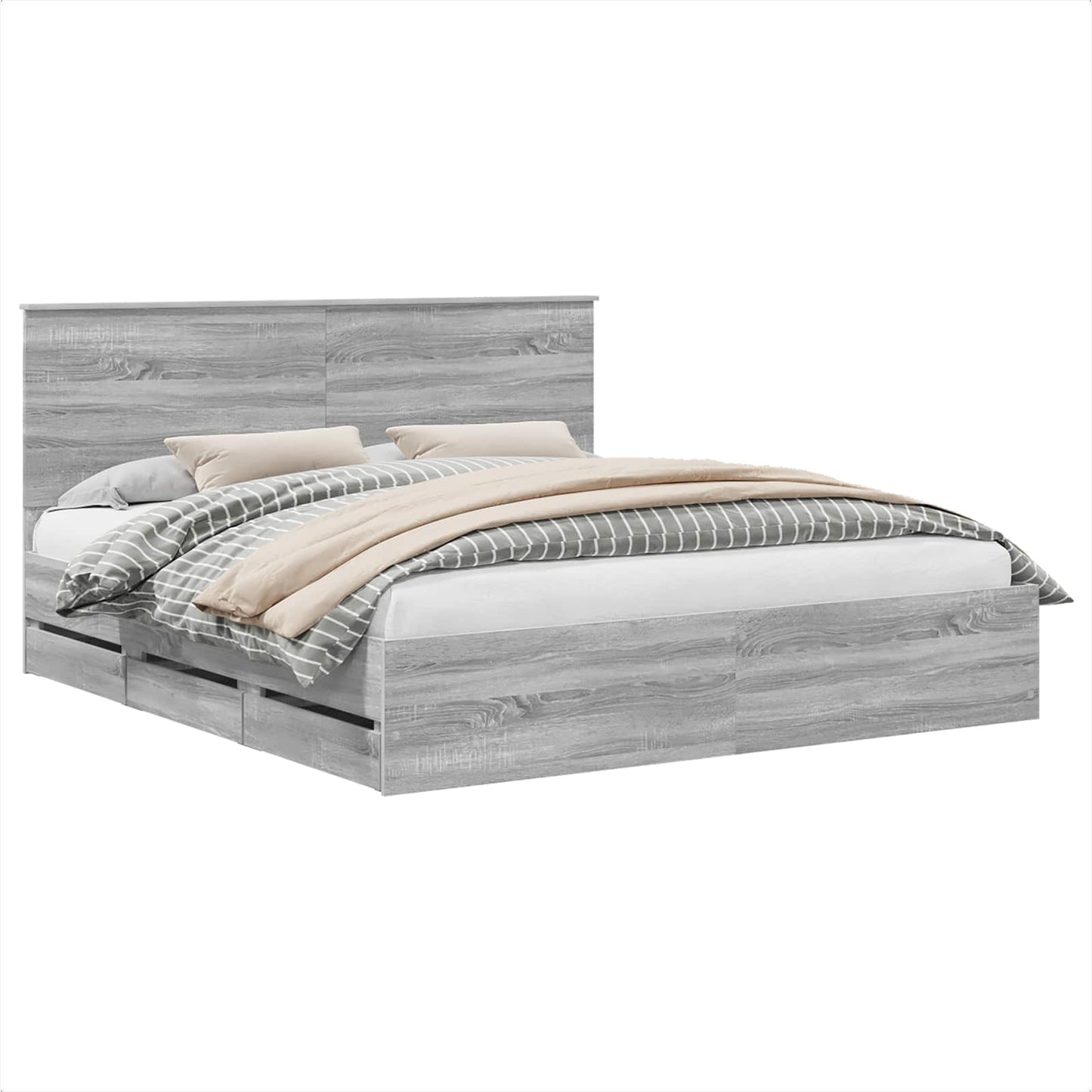 Bed Frame with Drawer Grey Sonoma 180 x 200 cm Engineer Wood