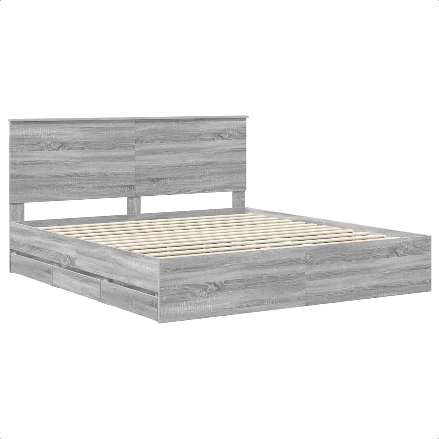 Bed Frame with Drawer Grey Sonoma 180 x 200 cm Engineer Wood