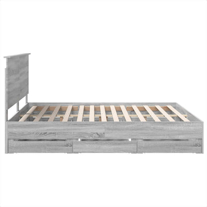 Bed Frame with Drawer Grey Sonoma 180 x 200 cm Engineer Wood