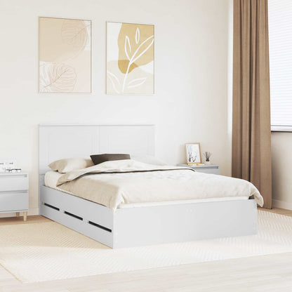 Bed Frame with Drawer White 160 x 200 cm Engineer Wood