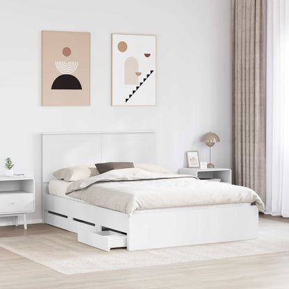 Bed Frame with Drawer White 160 x 200 cm Engineer Wood