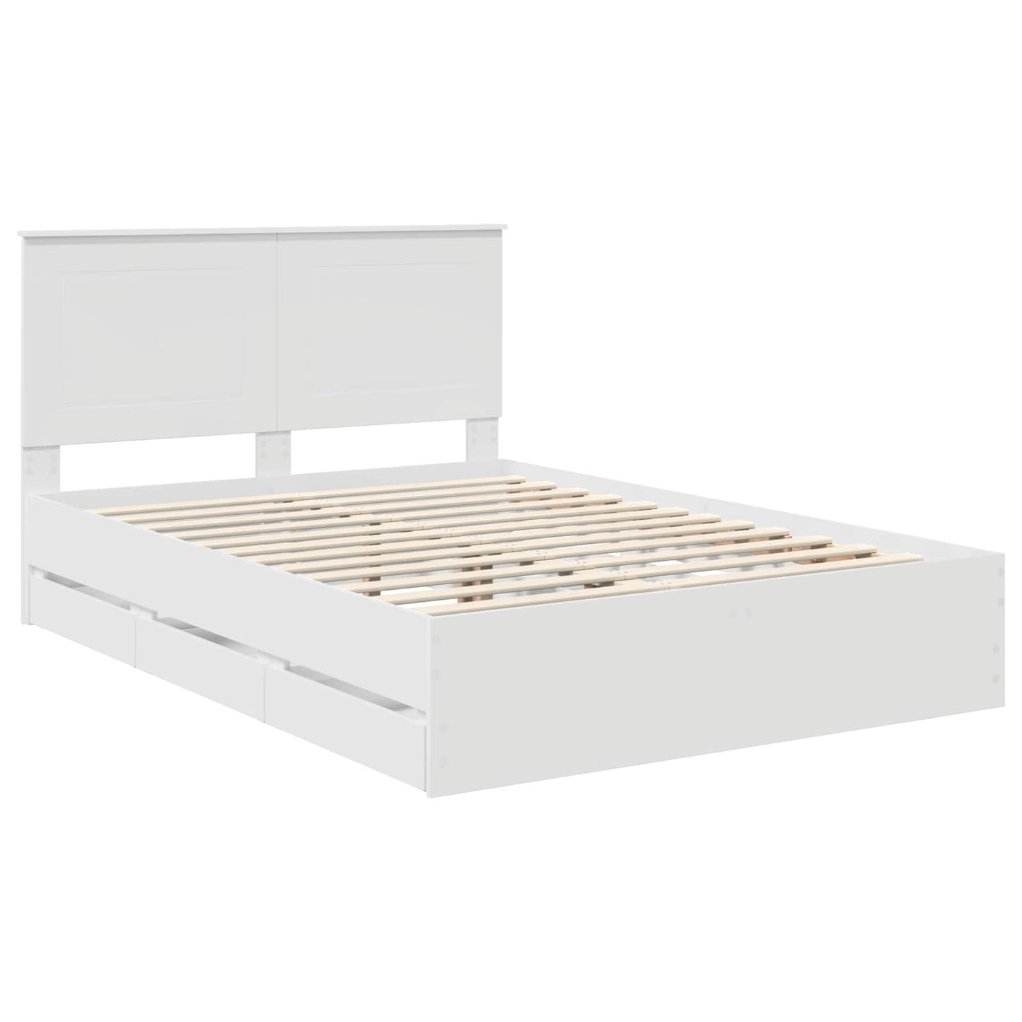 Bed Frame with Drawer White 160 x 200 cm Engineer Wood