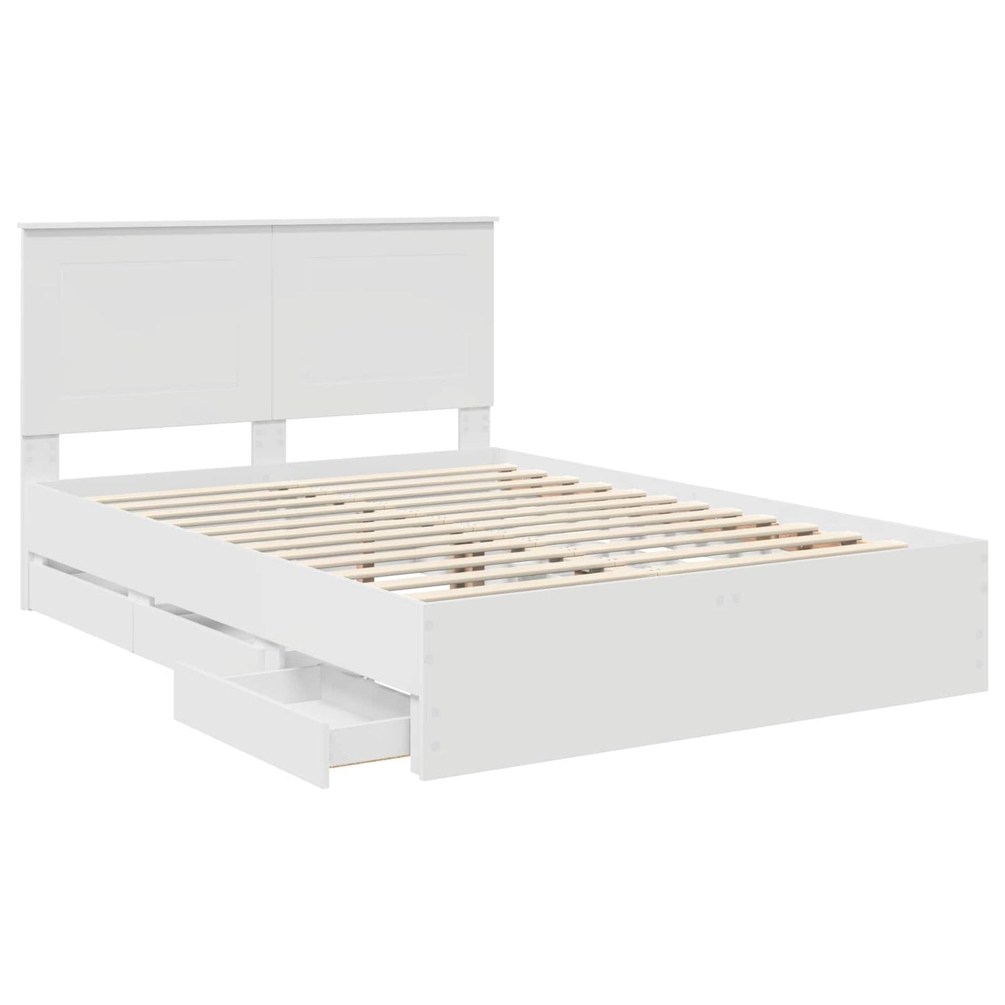 Bed Frame with Drawer White 160 x 200 cm Engineer Wood